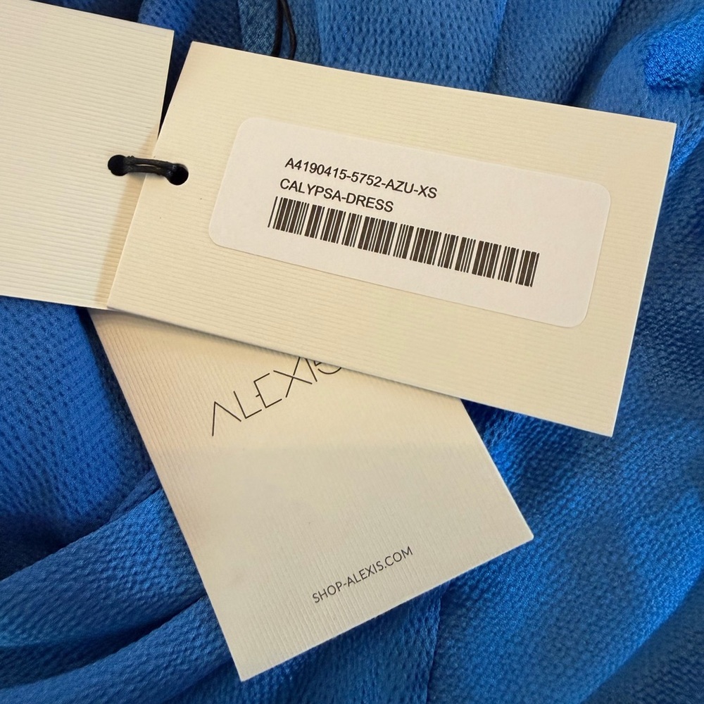 NWT Alexis Calypsa Blue Satin Midi Dress XS - Picture 6 of 7